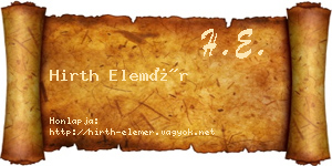 Hirth Elemér névjegykártya